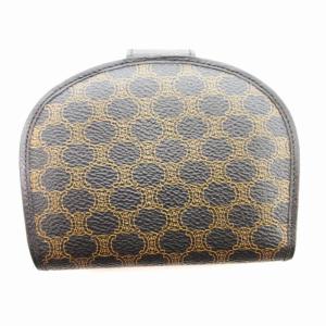 CELINE 二つ折り財布 ウォレット 小銭入れあり レザー マカダム柄 ロゴ 黒 茶