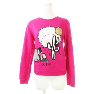 スウェットトレーナー ラウンドネック 長袖 刺繍 サボテン ロゴ 裏起毛 S ピンク /CK21 GY27