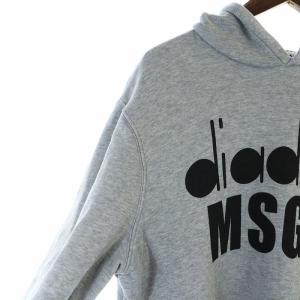 MSGM ディアドラ diadora スウェット トレーナー パーカー 長袖 裏起毛 ロゴプリント L グレー GY18