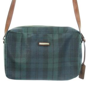 ショルダーバッグ PVC レザー ブラックウォッチ ロゴプレート 緑 グリーン