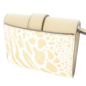 MICHAEL KORS 三つ折り財布 ウォレット コンパクト 小銭入れあり レザー ハラコ アニマル ゼブラ柄 ロゴ ベージュ