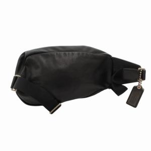 COACH ボディバッグ ショルダーバッグ ハの字ジップ レザー 革 型押しロゴ シルバー金具 黒 ブラック 70360