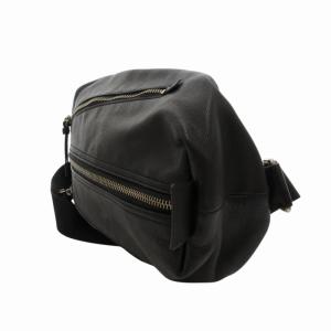 COACH ボディバッグ ショルダーバッグ ハの字ジップ レザー 革 型押しロゴ シルバー金具 黒 ブラック 70360