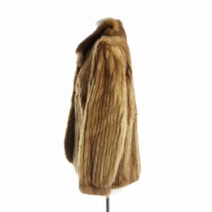 SAGA MINK 銀サガ ELEGANS 毛皮コート ミンクファー ミドル 総裏地 長袖 ネーム刺繍入り 13 LL 茶