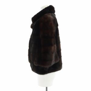 SAGA MINK 銀サガ 毛皮コート ポンチョ ミンクファー ショート 七分袖 総裏地 F 茶 ブラウン GY18 /MQ