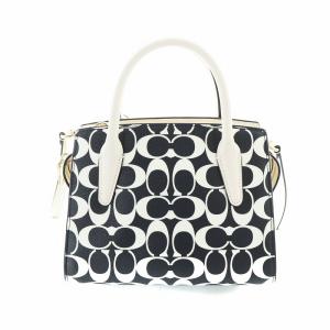 COACH アンドレア キャリーオール シグネチャー ハンドバッグ 2WAY PVC ホワイト ブラック