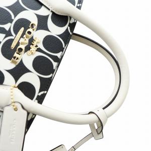 COACH アンドレア キャリーオール シグネチャー ハンドバッグ 2WAY PVC ホワイト ブラック