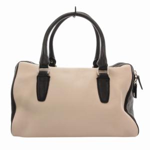 COACH ミニボストンバッグ ハンドバッグ レザー 革 バイカラー ロゴ グレージュ 黒 ブラック 25807