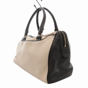 COACH ミニボストンバッグ ハンドバッグ レザー 革 バイカラー ロゴ グレージュ 黒 ブラック 25807