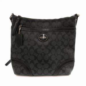 ショルダーバッグ シグネチャー ロゴ レザー切替 総柄 黒 F18926