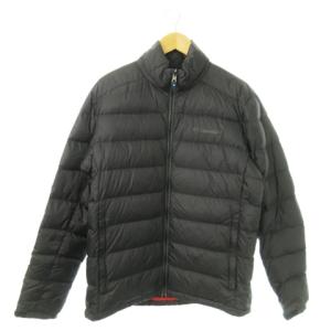 ダウンジャケット ジップアップ スタンドカラー ワンポイント ロゴ アウトドア XL 黒 ブラック /AO7