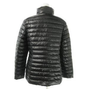 kate spade new york パッカブル ライト パファー ダウンジャケット ジップアップ ロゴ フード収納 ポーチ付き 薄手 軽量 防寒 M 黒 ブラック