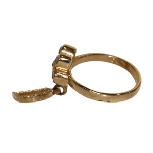 Dior リング 指輪 花 フラワー ラインストーン Dロゴ 10号 ゴールドカラー 金色 /KW GY13
