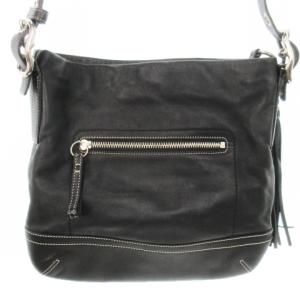 COACH ヴィンテージ オールドコーチ ショルダーバッグ レザー ベルト タッセル ロゴチャーム 黒 ブラック