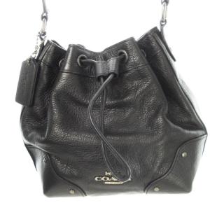 ミッキー ベビー ドローストリング クロスボディー 巾着バッグ ショルダーバッグ レザー ロゴ 黒 ブラック