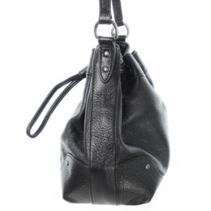 COACH ミッキー ベビー ドローストリング クロスボディー 巾着バッグ ショルダーバッグ レザー ロゴ 黒 ブラック