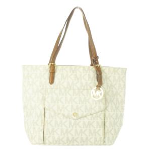 トートバッグ ハンドバッグ PVC レザー 革 ロゴ 総柄 チャーム ベージュ /AO16 GY18