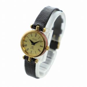 GUCCI 腕時計 ウォッチ クォーツ シェリーライン インターロッキングG ローマン ロゴ ゴールド文字盤 GG レザーベルト ゴールド色