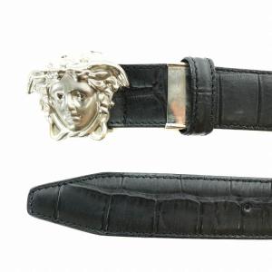 GIANNI VERSACE ベルト クロコ型押し メデューサ バックル 30/75 ブラック