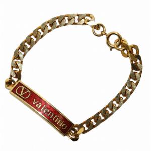 ブレスレット バングル プレートロゴ 喜平チェーン ゴールドカラー 金色 赤 レッド /KW GY18