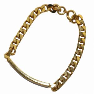 VALENTINO ブレスレット バングル プレートロゴ 喜平チェーン ゴールドカラー 金色 赤 レッド /KW GY18