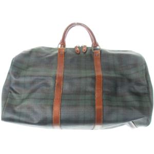 POLO RALPH LAUREN ボストンバッグ 2way ショルダーバッグ 旅行バッグ PVC チェック ロゴ 緑 グリーン /AO1