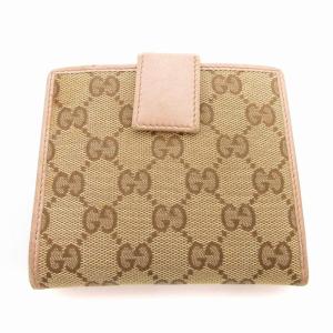 GUCCI 二つ折り 財布 GG キャンバス ハート ゴールド金具 ベージュ