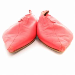 CELINE バレエシューズ フラット レザー 革 ポインテッドトゥ 35 レッド 赤 /UO GY18