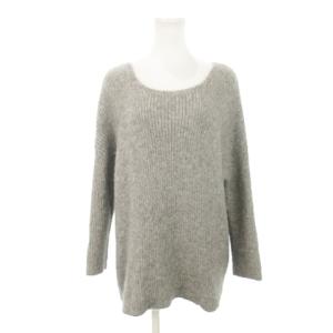 ニット セーター ラウンドネック 長袖 アルパカ ゆったり S グレー