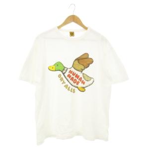× カウズ KAWS Tシャツ 半袖 プリント アニマル 鴨 カモ ロゴ dry alls XL 白 ナチュラル