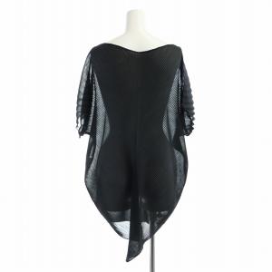 ISSEY MIYAKE カットソー プリーツ フレンチスリーブ 2 ブラック