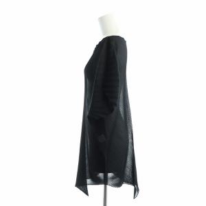 ISSEY MIYAKE カットソー プリーツ フレンチスリーブ 2 ブラック