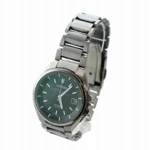 CITIZEN アテッサ ATTESA エコドライブ 腕時計 ウォッチ 電波ソーラー デイト カレンダー付き ロゴ 黒文字盤 シルバー色 H110-T016308