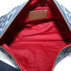 COACH ハンドバッグ ショルダー 2WAY キャンバス シグネチャー 総柄 ロゴ ゴールド金具 紺 ネイビー 11139E