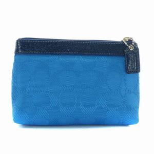 COACH ポーチ 小物入れ キャンバス エナメル シグネチャー 総柄 ロゴ 青 ブルー