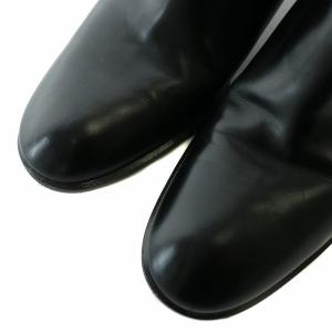 Salvatore Ferragamo ショートブーツ レザー ラウンドトゥ チャンキーヒール サイドジップ バックル ロゴ 6.5 24cm 黒 ブラック