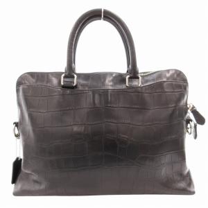 COACH F72970 ハンドバッグ ビジネス ショルダー 2WAY 斜め掛け ロゴ レザー クロコダイル型押し 黒 ブラック