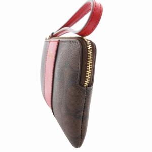 COACH 58035 シグネチャー リストレット ポーチ ロゴ PVC 茶 ブラウン 赤 レッド