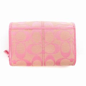COACH 二つ折り財布 ウォレット 小銭入れ キャンバス レザー シグネチャー ロゴ ピンク GY