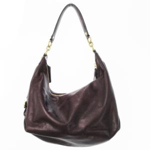 COACH ハンドバッグ 2way ショルダーバッグ ホーボーバッグ レザー ロゴ チャーム付き 茶 ブラウン F8633