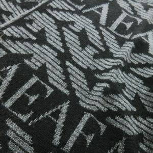 EMPORIO ARMANI マフラー ウール混 ロゴ 総柄 フリンジなし ダブルフェイス 黒 ブラック /CK18 GY18