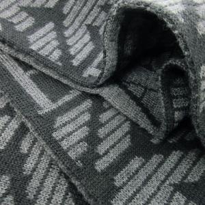 EMPORIO ARMANI マフラー ウール混 ロゴ 総柄 フリンジなし ダブルフェイス 黒 ブラック /CK18 GY18