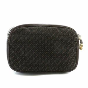LOEWE ヴィンテージ ショルダー バッグ ポシェット キャンバス レザー アナグラム 総柄 茶色 ブラウン /XZ