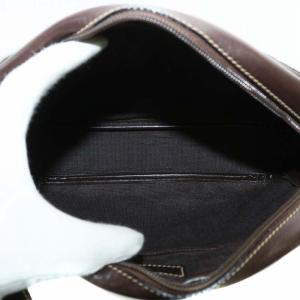 LOEWE ヴィンテージ ショルダー バッグ ポシェット キャンバス レザー アナグラム 総柄 茶色 ブラウン /XZ