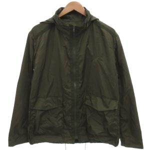 ナイロンジャケット ジップアップ フード付き ロゴ刺繍 52 カーキ /BS