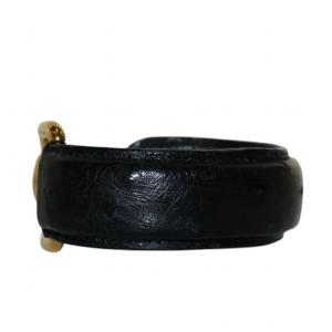 GUCCI ホースビット バングル ブレスレット オーストリッチ レザー 革 ロゴ アクセサリー ゴールドカラー金具 黒 ブラック