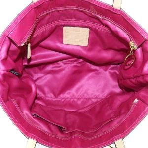 COACH トートバッグ ハンド キャンバス エナメルレザー ポピーシグネチャー ピンク ベージュ 18676