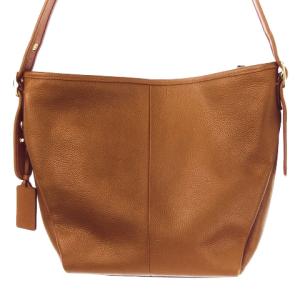 COACH ショルダーバッグ レザー 革 ロゴ チャーム付き 茶 ブラウン