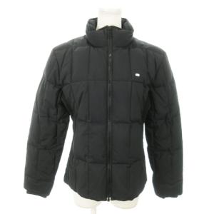 ダウンジャケット スタンドカラー ジップアップ ロゴ 大きいサイズ 42 XL 黒 ブラック /AO2