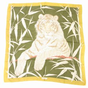 Salvatore Ferragamo スカーフ 花柄 トラ ロゴ 総柄 ? 緑
